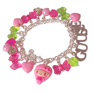 Fuchsia groen naam bedelarmbandje met meisje bedel