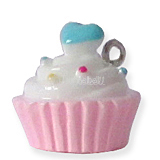 roze cupcake bedel met blauw hartje